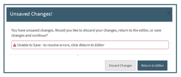 Unsaved Changes with Error