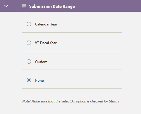 Submission Date Range