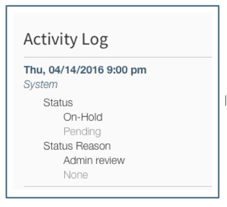 System updates to Activity Log